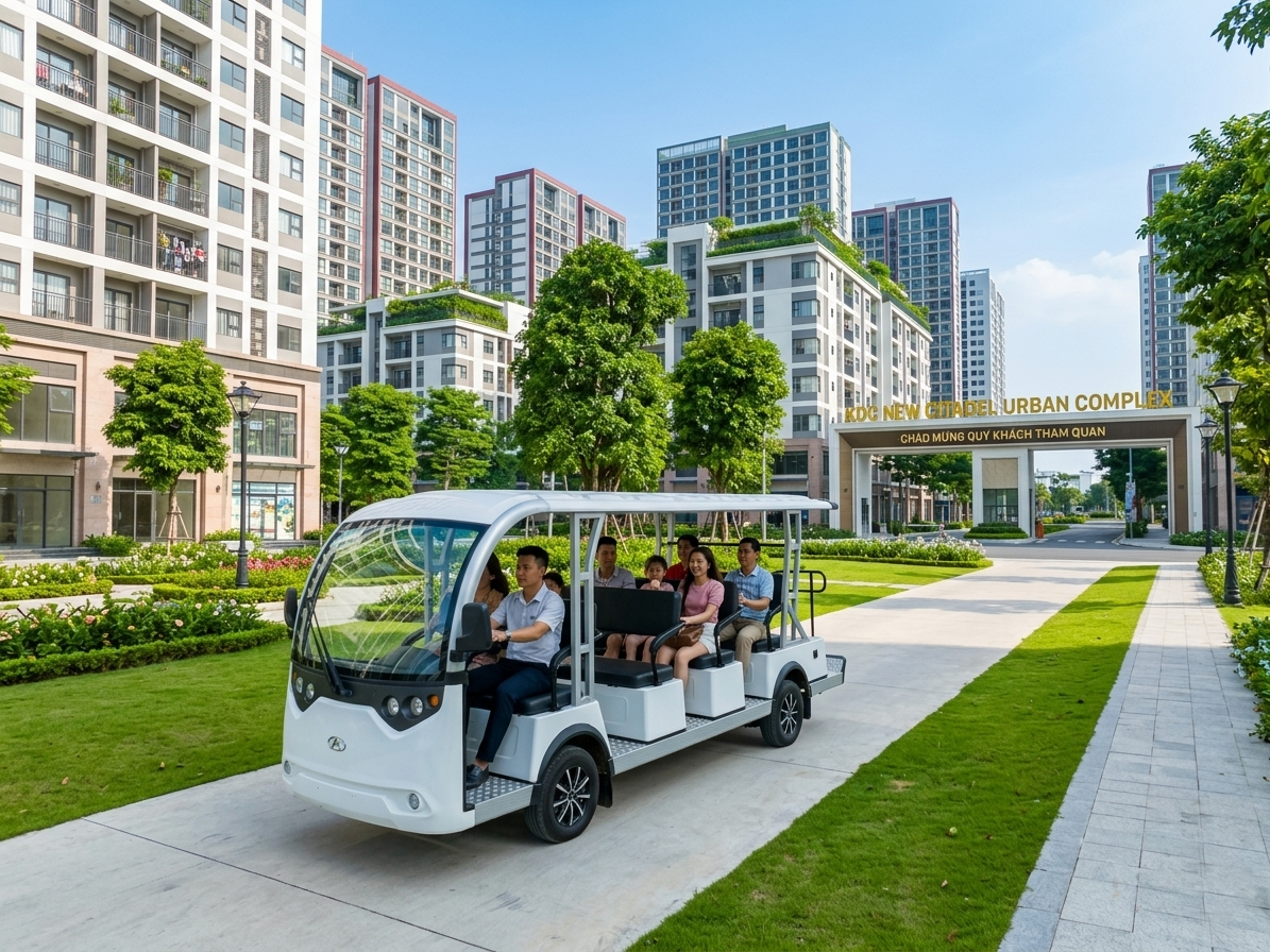 Xe điện chở khách tham quan khu đô thị mới