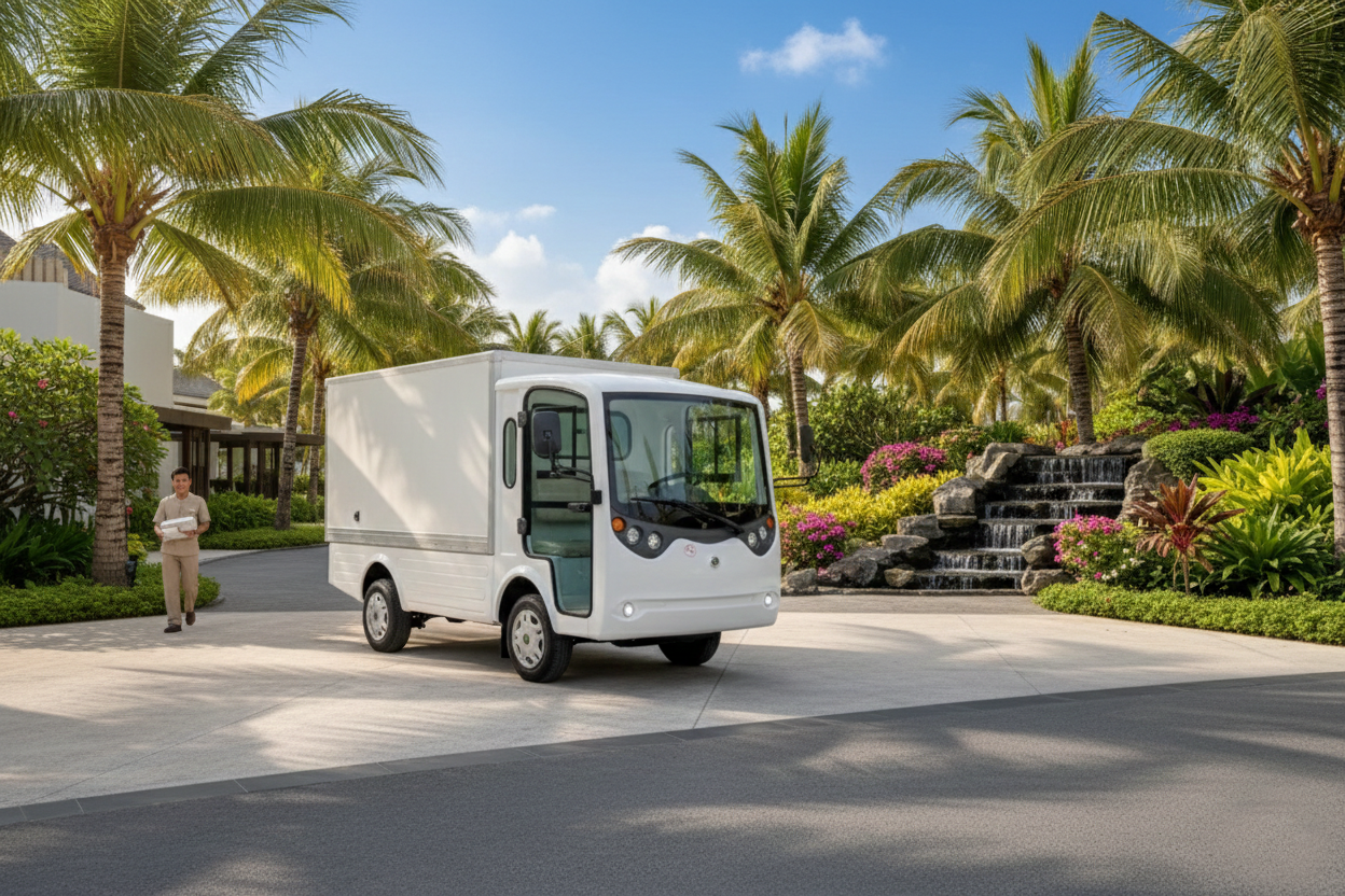 Xe điện chở hàng trong khu resort